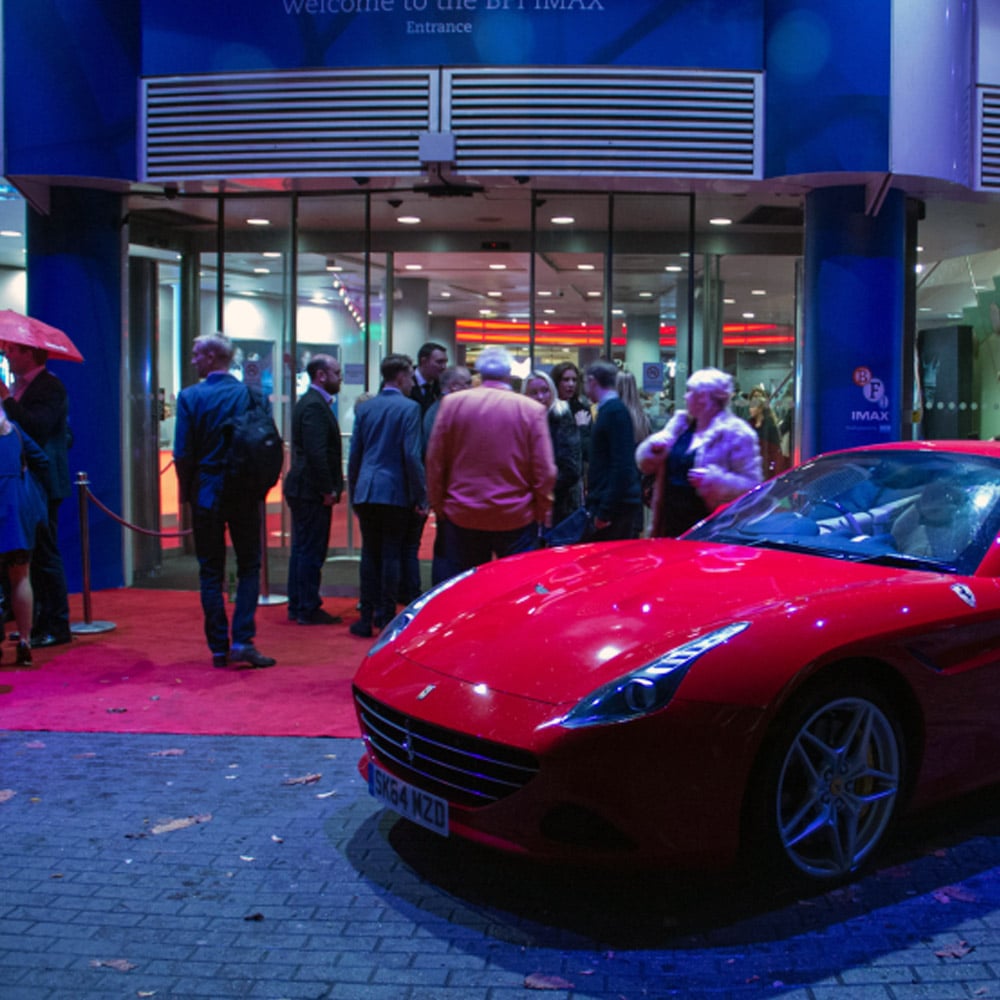 A luxury car outside a James Bond SPECTRE screening at BFI IMAX.