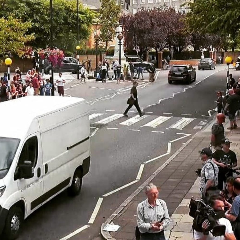 Crossing Abbey Road.